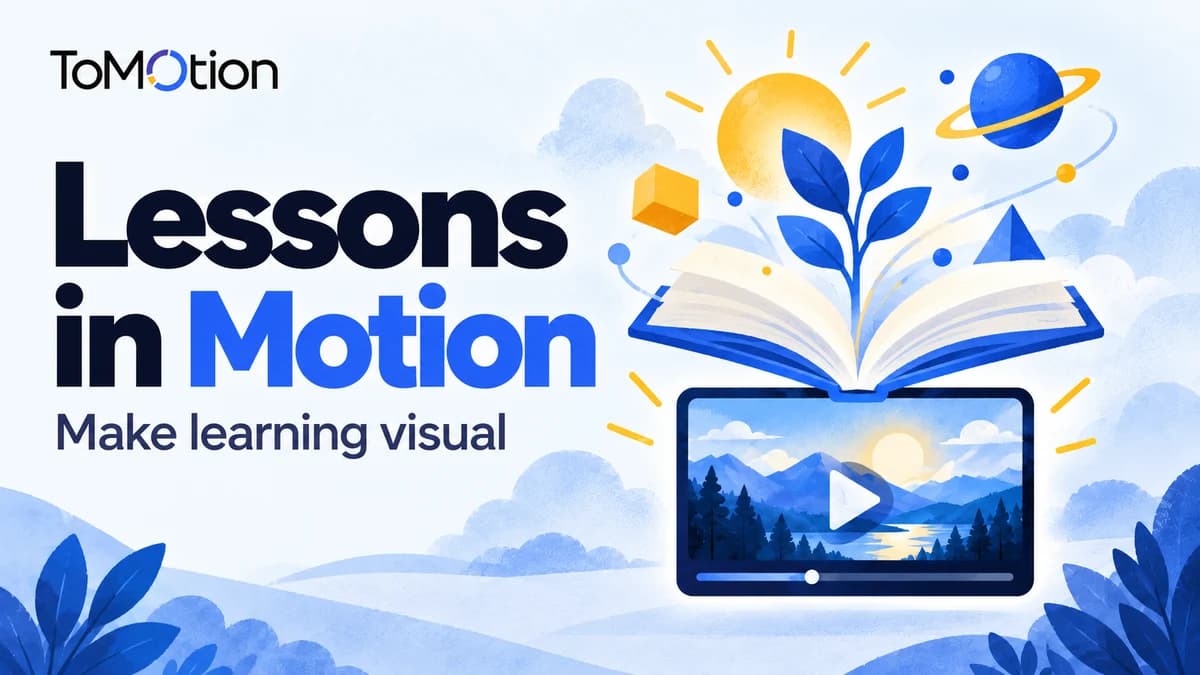 Lessons in Motion — an open book becomes a visual lesson.