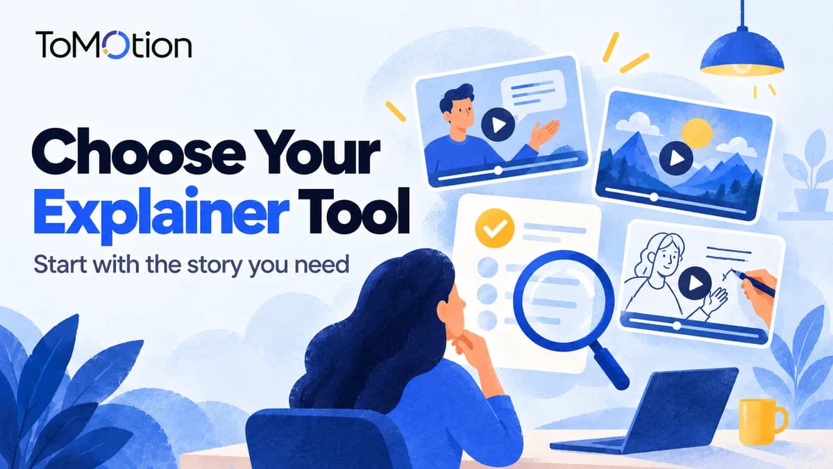Choose Your Explainer Tool — scene samples and a criteria checklist.
