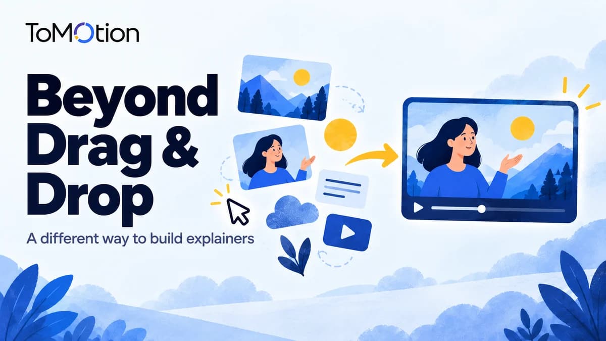 Beyond Drag & Drop — separate scene elements become a complete video.