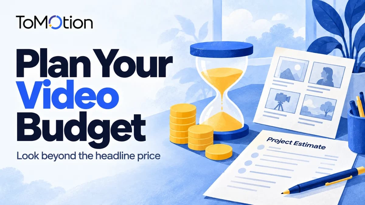 Plan Your Video Budget — storyboards, an hourglass and budget tokens.